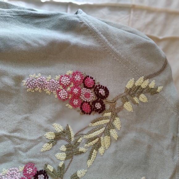 Anthropologie Embroidered Floral Cardigan Sweater, Great Condition! - Picture 12 of 16
